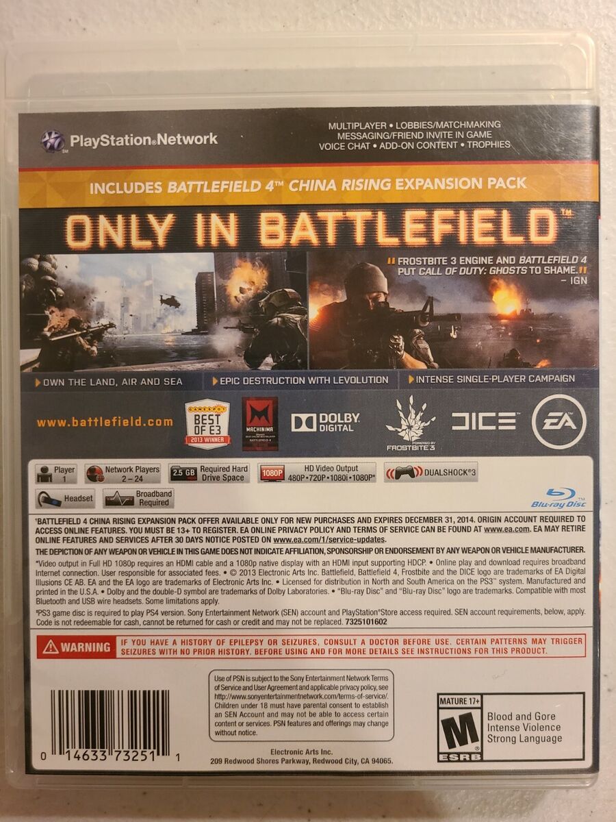 Battlefield 4 PLAYSTATION 3 (PS3) Game Excellent Condition Tested Complete