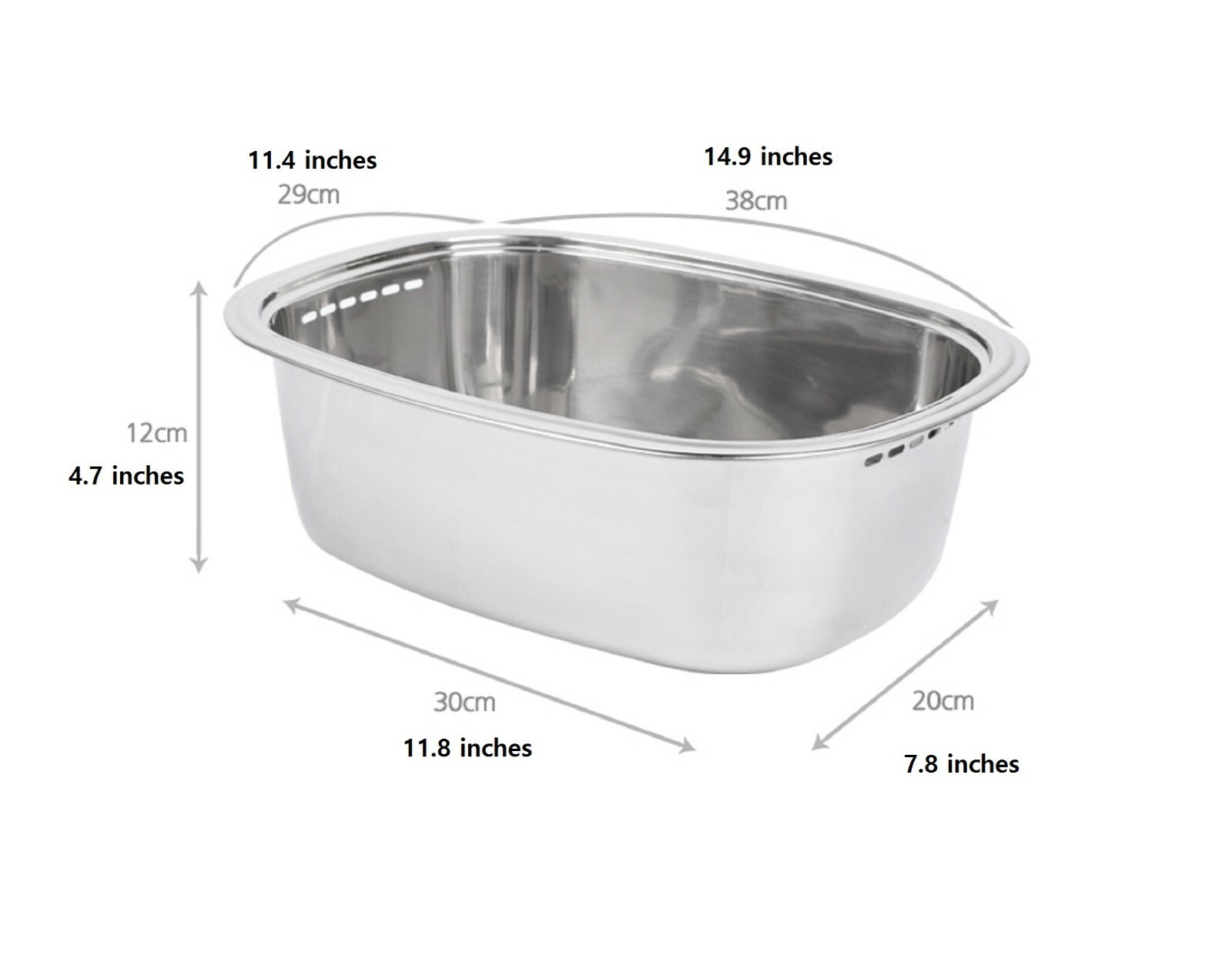 Characin Stainless Steel Dishpan Basin Dish Washing Bowl Tub (Rounded  Rectangle) | eBay