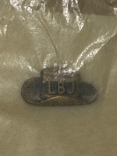 Vintage LBJ Lyndon B Johnson Lapel Pin Political Cowboy Hat