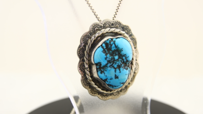 Navajo Sterling Silver Necklace Authentic Turquoise Vintage Signed