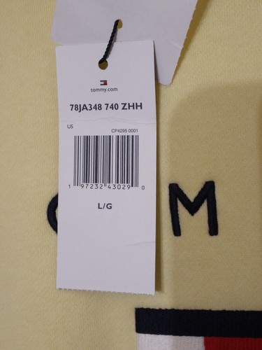 Felpa uomo Tommy Hilfiger gialla taglia grande girocollo logo nuova con etichetta - Foto 4 di 12
