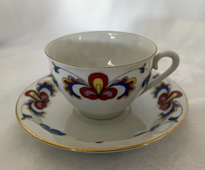 MCM - Porsgrund Norway FARMERS ROSE - Ribbed Cup & Saucer - Multiples available