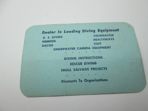 Vintage SCUBA Diving Equipment Buisness Card Chamerlain Louisville Kentucky - Picture 5 of 7