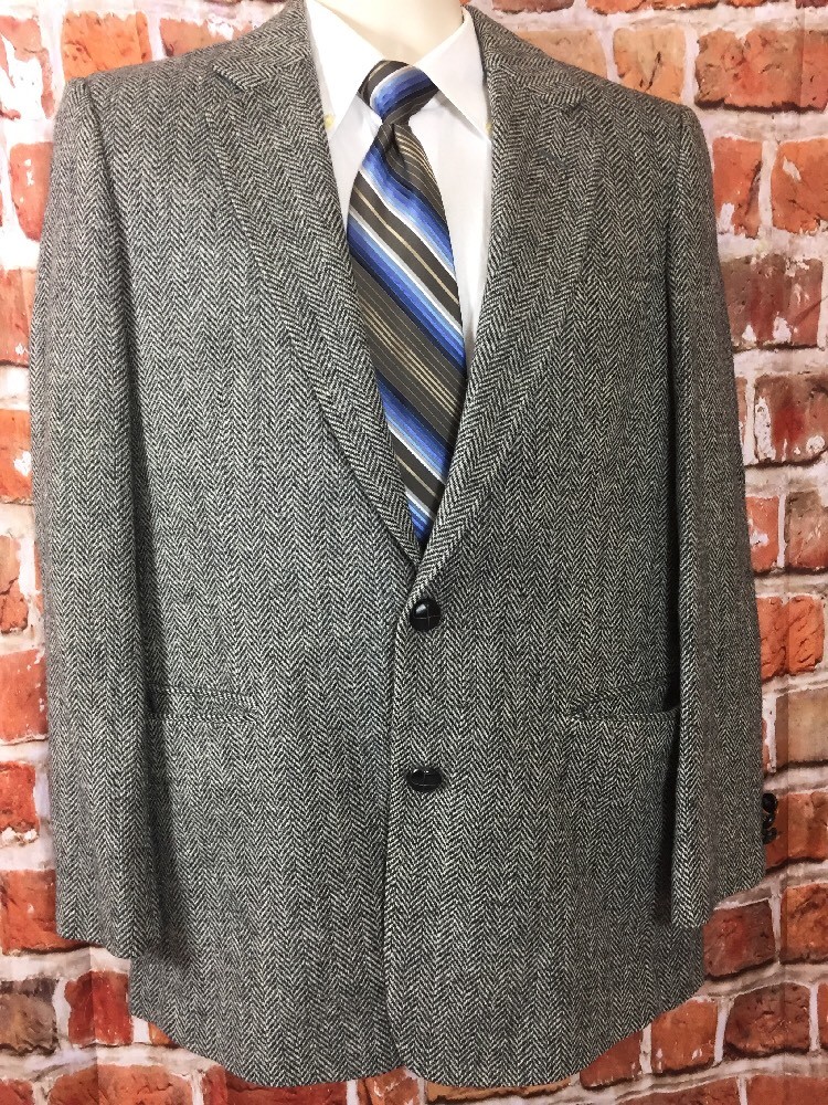 Mens Salt & Pepper Tweed Blazer Sports Coat Sz 40R (T… Gem