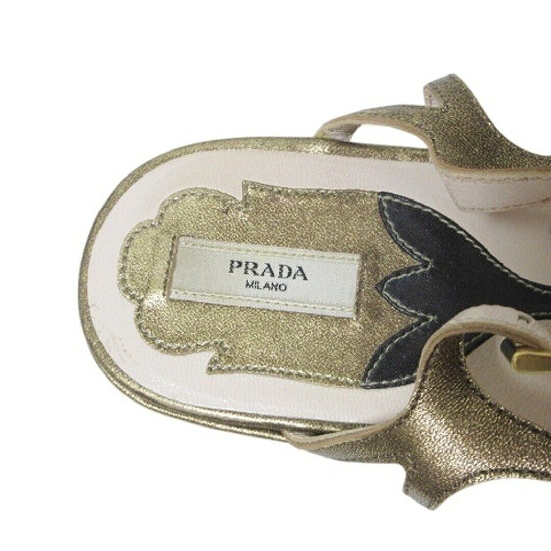 PRADA　ゴールドチェーン付フラットシューズ　エナメル　23.5　美品✨ s-musee_361128207
