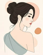 Digital Minimalist Line Art Woman Portrait - Modern Abstract Wall Art Print