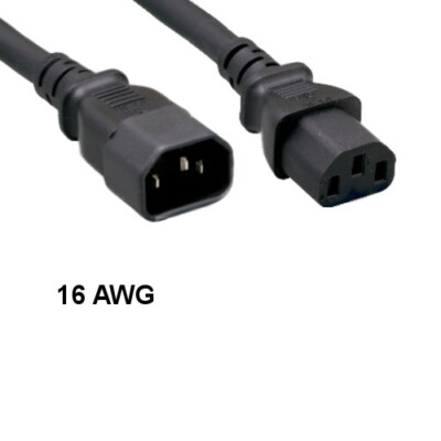 KNTK 6ft AC Power Cord IEC-60320 C13 to C14 Extension 16 AWG 13A 250V SJT Cable