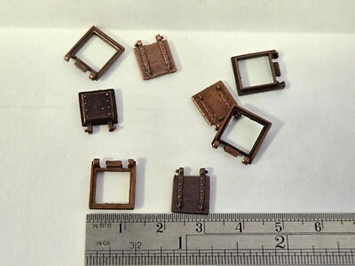 Ship Model Fittings Parts 4 bronze Gunports 10mm x 10mm w/ lids