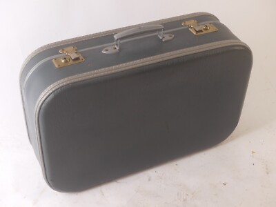Kleiner Flugbegleiter Koffer Vintage Reisekoffer 60er Kunstleder Grau Weekender