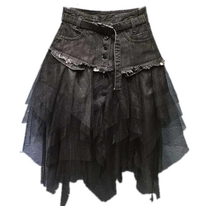 Jupe asymétrique volant sale