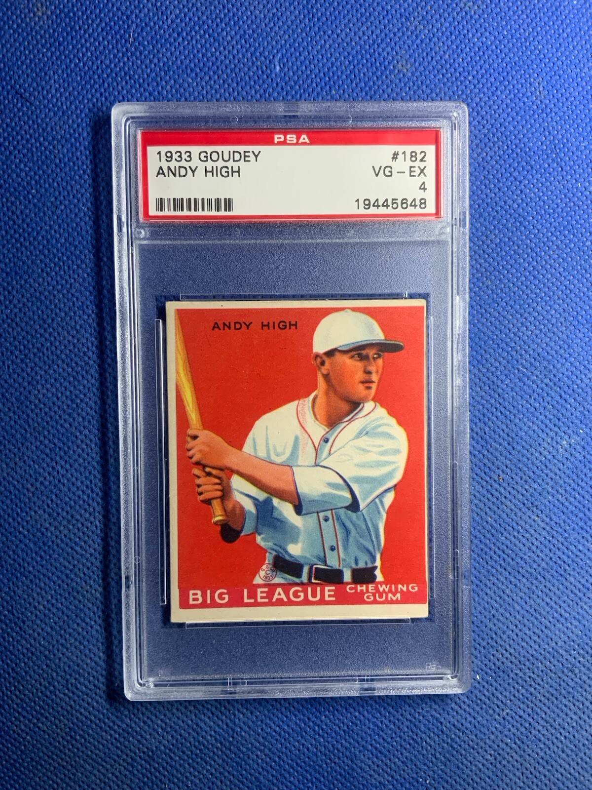 1933 GOUDEY #182 ANDY HIGH PSA VG-EX 4 COLUMBUS RED BIRDS** GHOST BACK***