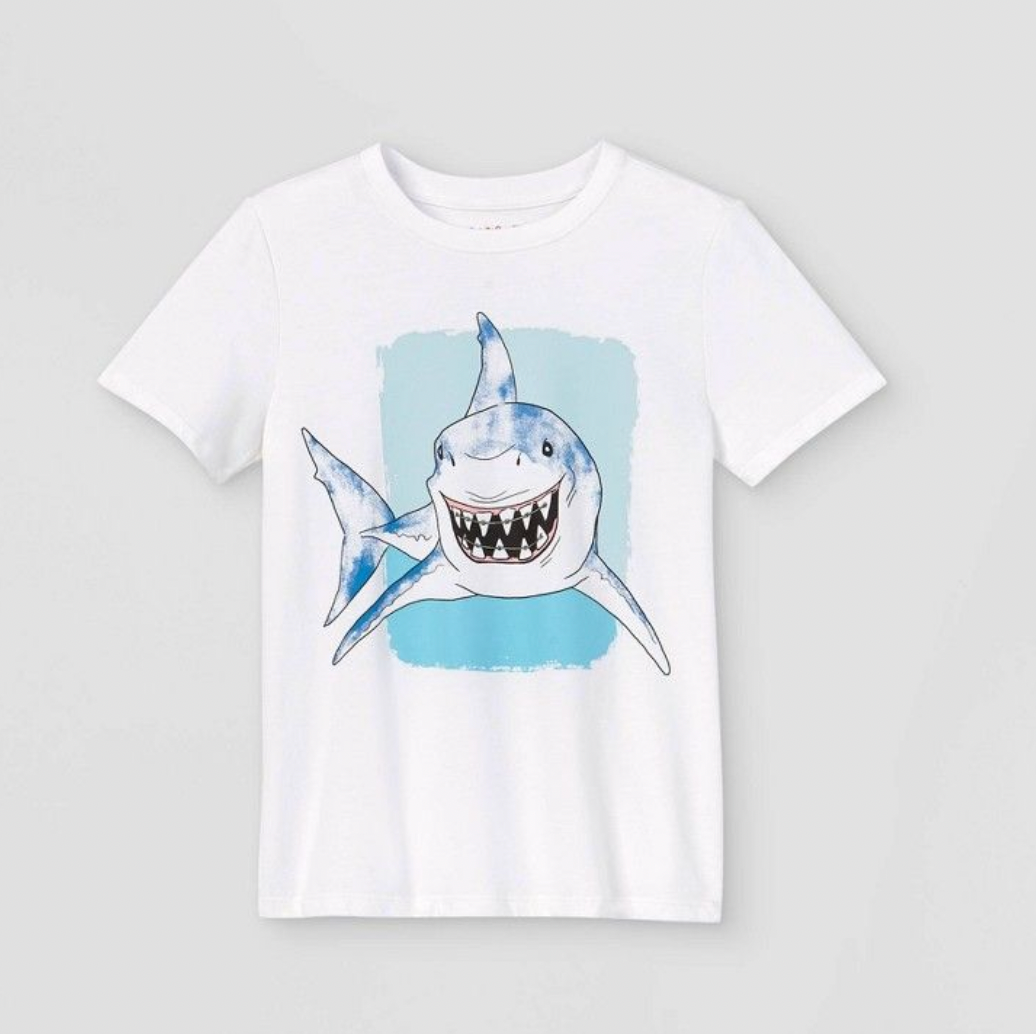 Boys' Short Sleeve Smiling Shark Graphic T-Shirt Cat Jack Size
