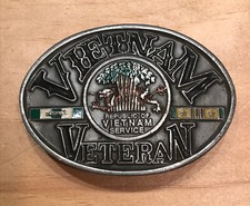 VINTAGE BELT BUCKLE - VIETNAM VETERAN - MADE IN USA THE BERGAMOT Y-52