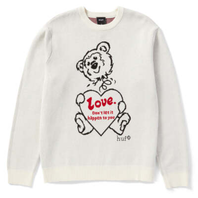 Huf Womens Bad News Crewneck Sweater Bone