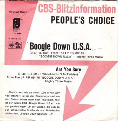 7'', Single, Promo People's Choice - Boogie Down U.S.A. / Are You Sure