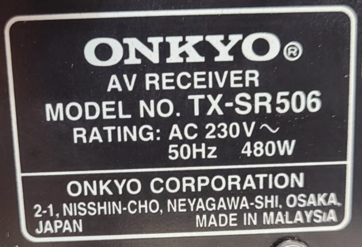 Onkyo TX-SR506 AV Receiver 7.1 Black Untested - Image 2 of 4