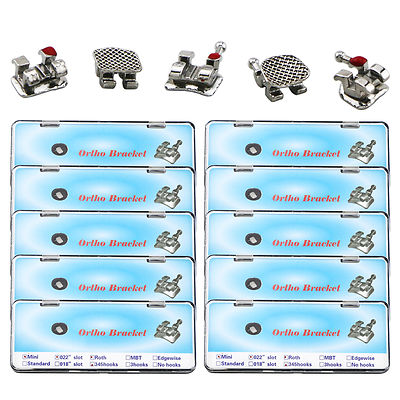10 Packs De Brackets Orthodontiques Mini Roth .022 - 3/4/5 Hooks - 200 Pièces - Pour Dentiste