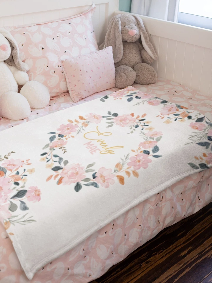 Floral Personalized Baby Girl Blanket, Roses Name Blanket, Minky Newborn Blanket - Image 3 of 4