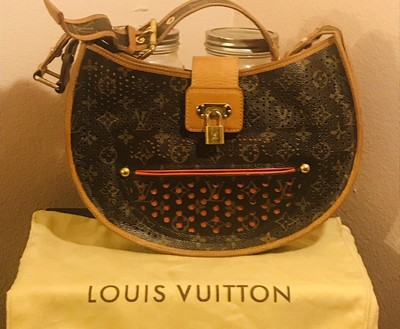 louis vuitton purse with orange chainsaw LOUIS VUITTON Limited Edition Orange Perforated Lune bag by Mark Jacobs | eBay