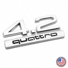 Audi Car Rear Trunk Deck Lid 4.2 Quattro Nameplate Emblem Badge OEM Chrome Sline