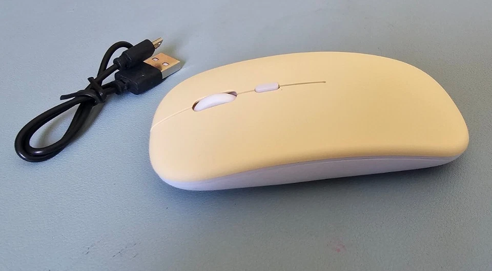 Wireless Mouse 2.4 GHZ Optical USB BT Rechargeable for PC Laptop Color Yellow - Image 3 of 4