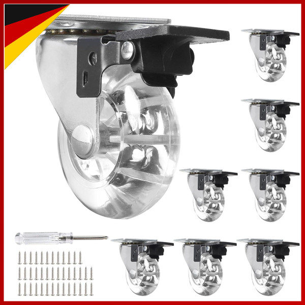 MöBelrollen 50Mm Mit Bremse 360° Drehbar Tragkraft 160Kg 8Er Set FüR MöBel-image