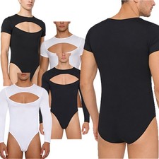 Men Bodysuit Male Jumpsuit Workout Unitard Training One-Piece Hollow Out Gym