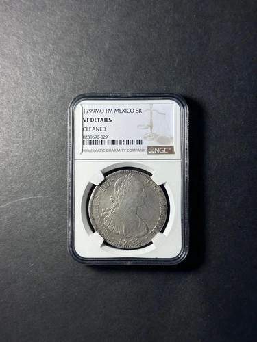Mexico silver 8 reales 1799 Mo FM NGC VF cleaned