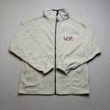USA Olympics Jacket Mens M Gray Beijing 2008 Full Zip Fleece Made in USA Vintage