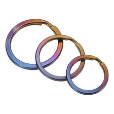 Titanium O-Ring Keychain 0.98"/1.18"/1.38", 3 Pcs Metal Split Rings, Blue Gold