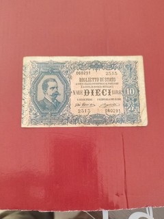 Banconota Regno Umber.l ( R3 ) da 10 Lire Biglietto di Staro In OttimeCondizioni