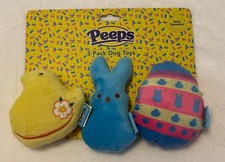 X3 PEEPS 1 CHICK 1 PEEP 1 EGG 5" SQUEAKS Easter PUPPY/DOG Toys NWT