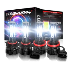 H11 9005 LED Headlight KIT Combo Bulbs 10000K High&Low Beam Super Bright White