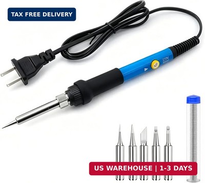 Soldering Iron Kit Weller Tool Adjustable Temperature 60W 110V 5pcs USA
