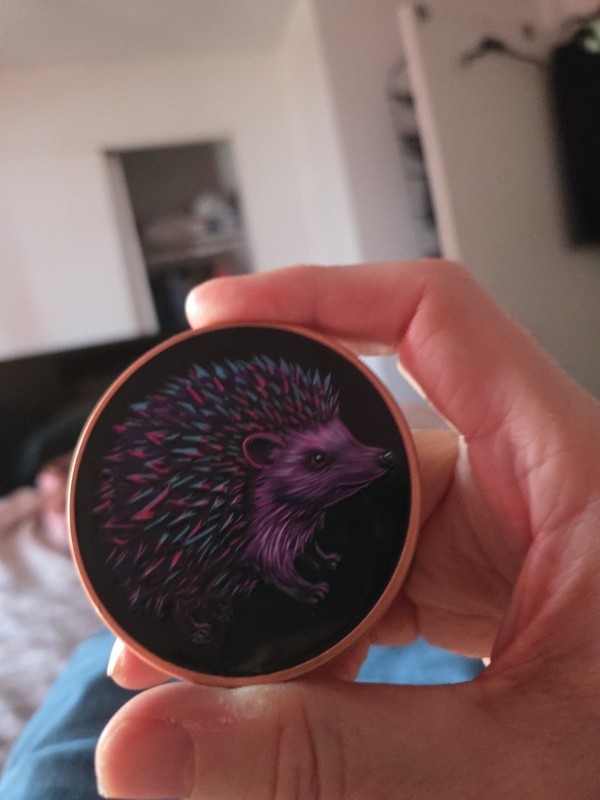 mystic night hedgehog 5 oz colorized copper round .