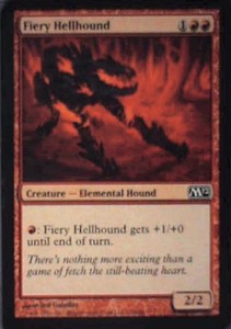 Fiery Hellhound #130 Magic 2012 (M12) Common MTG
