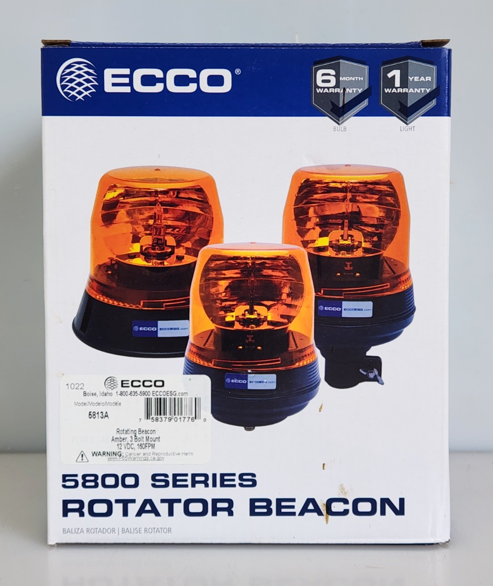 ECCO 5800 Series Rotator Beacon 5813A Rotating Amber 3-Bolt Mount