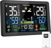 Wetterstation Funk Mit AußEnsensor, Farbdisplay, Wettervorhersage, Schwarz