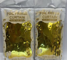 2 Packs Metallic Gold Foil Curtain Backdrop Photo Party Decor Photo 3'x 6'-1/2"