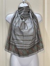 Vintage Berkshire Square Scarf Silken Gray Geometric Print Italy 27x27