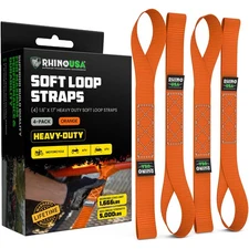Rhino USA Soft Loop Tie Down Straps 4-Pack - 1.6 Inch x 17 Inch