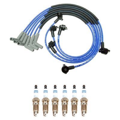 NGK 8mm Wire Set 6 Bosch Platinum Spark Plug Kit For E-150 Ecoline F-150 4.2 V6