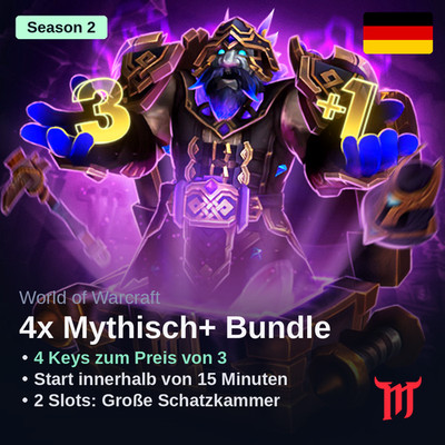 WoW 4x Mythisch+ Bundle Midnight S2 +2 bis +12 Mythic Plus Boost Dungeons 