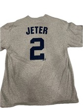 NEW YORK YANKEES Derek Jeter 2 Baseball Gray T Shirt Men s Size XLg MLB