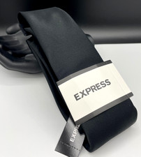 EXPRESS Men's Neck Tie  Black  Solid Sateen Finish  Modern  NEW MSRP: 28.