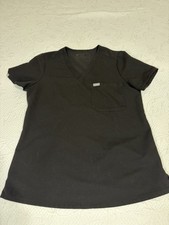 Figs Black One Pocket Scrub Top Vneck Women's Small S