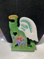  Sparkling  Green  Floral  Cat  Angel  Memorial  Ornament    Personalized  Pet  Keepsake