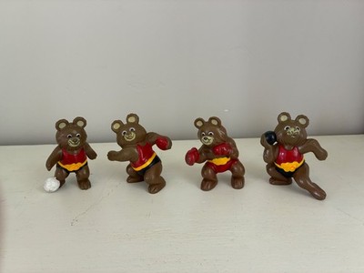 Vtg 1980 Moscow Olympics Mascot Misha Bear 4 Figures Boxing Discus Shot Soccer