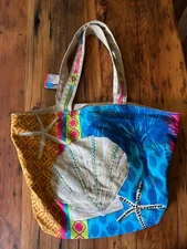 Paul Brent Double Handle Canvas Beach Bag w/Tag Mirror