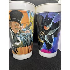 Vintage 1992 McDonald  s Coke Cups Batman Returns Batman  Penguin lot Of 2